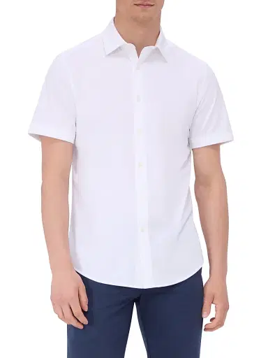 Bugatchi Men's Miles Stretch Cotton Button-Front Shirt - White - Size XXL | Thumbnail 3