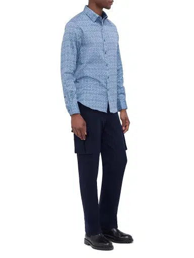 Bugatchi Men's Karl Printed Stretch Cotton Button-Front Shirt - Cobalt - Size XXXL | Thumbnail 2 Bugatchi Men's Karl Printed Stretch Cotton Button-Front Shirt - Cobalt - Size XXXL | Thumbnail 2