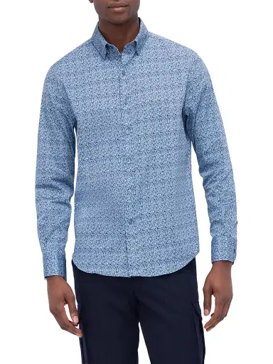 Bugatchi Men's Karl Printed Stretch Cotton Button-Front Shirt - Cobalt - Size XXXL | Thumbnail 3 Bugatchi Men's Karl Printed Stretch Cotton Button-Front Shirt - Cobalt - Size XXXL | Thumbnail 3