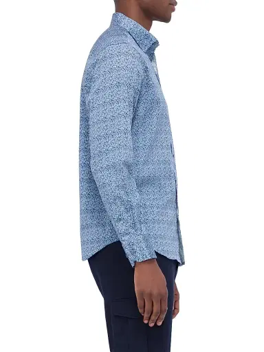 Bugatchi Men's Karl Printed Stretch Cotton Button-Front Shirt - Cobalt - Size XXXL | Thumbnail 4 Bugatchi Men's Karl Printed Stretch Cotton Button-Front Shirt - Cobalt - Size XXXL | Thumbnail 4