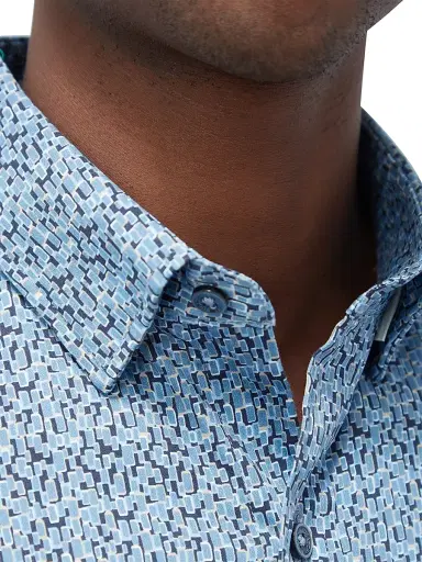 Bugatchi Men's Karl Printed Stretch Cotton Button-Front Shirt - Cobalt - Size XXXL | Thumbnail 6 Bugatchi Men's Karl Printed Stretch Cotton Button-Front Shirt - Cobalt - Size XXXL | Thumbnail 6