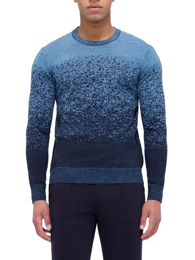 Bugatchi Men's Gradient Wool Crewneck Sweater - Air Blue - Size XXL | Thumbnail 3 Bugatchi Men's Gradient Wool Crewneck Sweater - Air Blue - Size XXL | Thumbnail 3