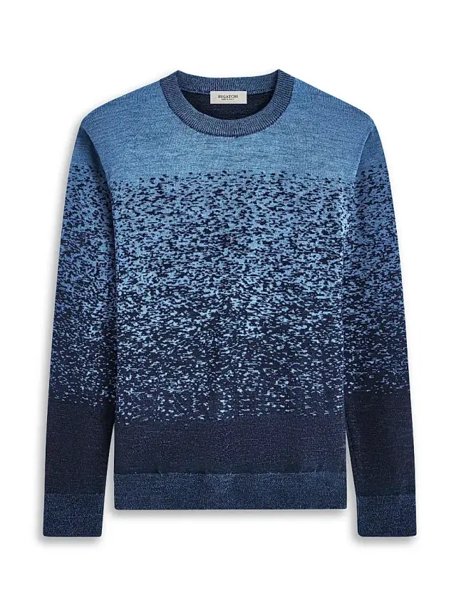 Bugatchi Men's Gradient Wool Crewneck Sweater - Air Blue
