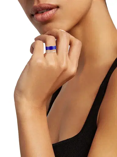 Repossi Women's Berbere Chromatic 18K Rose Gold, Lacquer & 0.34 TCW Diamond Double-Band Ring - Pink Gold | Thumbnail 2