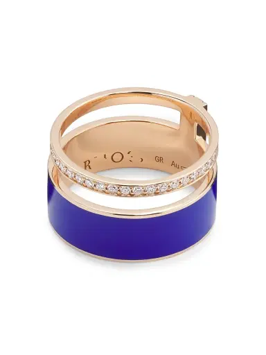 Repossi Women's Berbere Chromatic 18K Rose Gold, Lacquer & 0.34 TCW Diamond Double-Band Ring - Pink Gold | Thumbnail 3