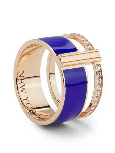 Repossi Women's Berbere Chromatic 18K Rose Gold, Lacquer & 0.34 TCW Diamond Double-Band Ring - Pink Gold | Thumbnail 4