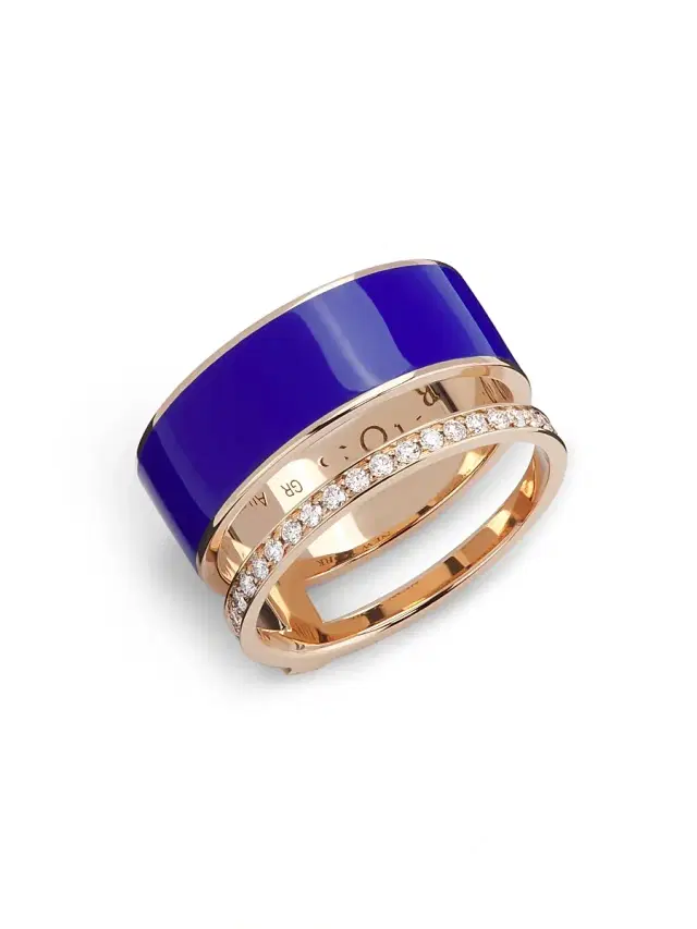 Women's Berbere Chromatic 18K Rose Gold, Lacquer & 0.34 TCW Diamond Double-Band Ring - Pink Gold