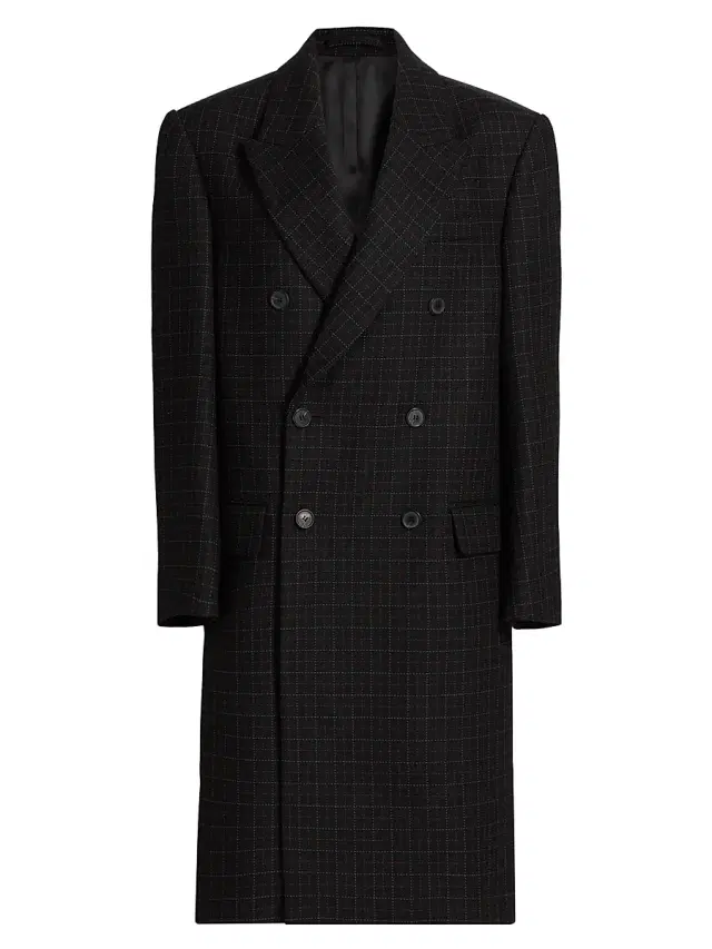WARDROBE.NYC Women's Oversized Double-Breasted Coat - Black Check