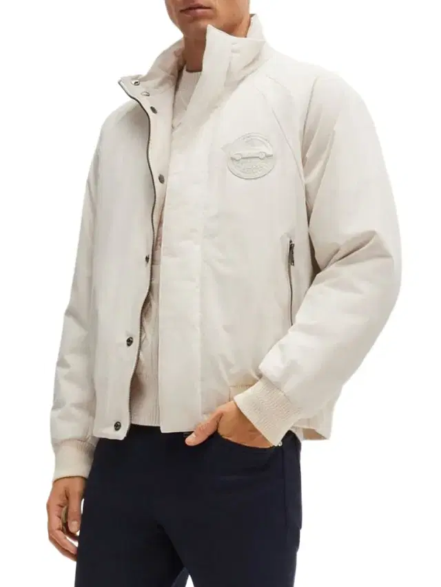 Men's Porsche x Boss Water-Repellent Jacket with Special Branding - Open White