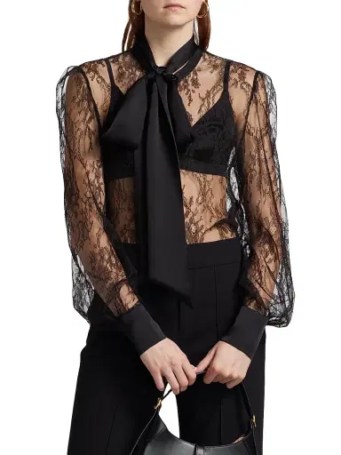 Kiki de Montparnasse Women's Lace Tie-Neck Blouse | Thumbnail 3 Kiki de Montparnasse Women's Lace Tie-Neck Blouse | Thumbnail 3