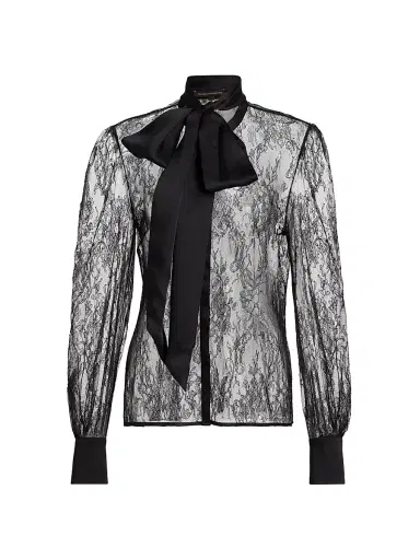 Kiki de Montparnasse Women's Lace Tie-Neck Blouse | Thumbnail 1 Kiki de Montparnasse Women's Lace Tie-Neck Blouse | Thumbnail 1