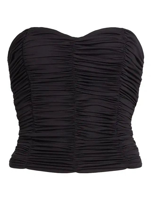 Women's Echauffe Ruched Bustier Top - Black