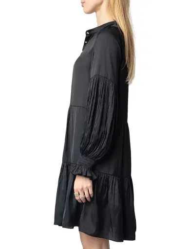 Zadig & Voltaire Women's Randy Satin Tiered Minidress - Black - Size Small | Thumbnail 5