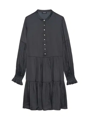 Zadig & Voltaire Women's Randy Satin Tiered Minidress - Black - Size Small | Thumbnail 1