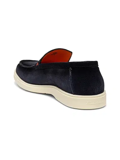 Santoni Men's Detroit Suede Loafers - Blue - Size 11 | Thumbnail 4
