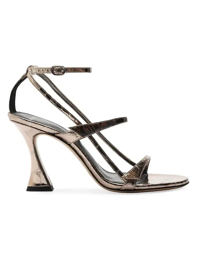 Alexandre Birman Women's Tita 85MM Metallic Leather Cage Sandals - Grafite
