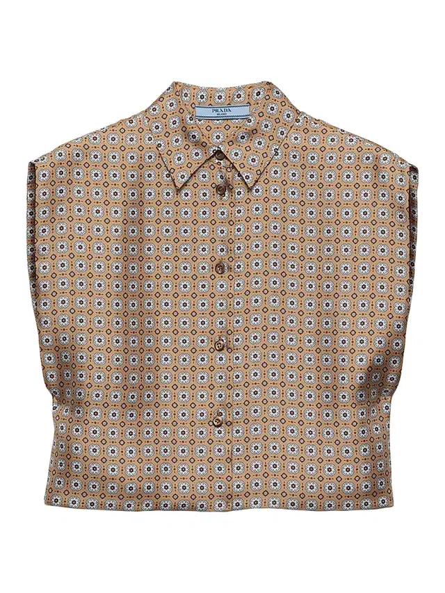 Women's Printed Twill Silk Shirt - Brown
