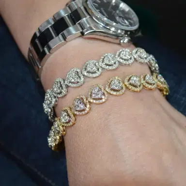 Wish Fine Jewelry 6.01ct Diamond 14K Gold Heart Tennis Bracelet | Thumbnail 3