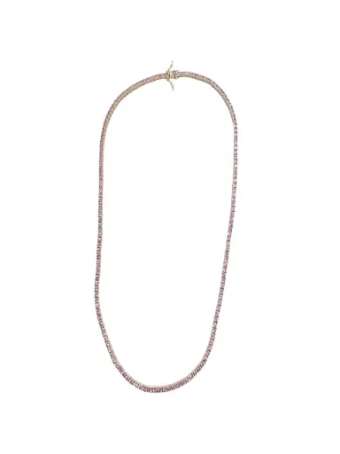 Wish Fine Jewelry 8.99ct Pink Sapphire 18K Gold Tennis Necklace | Thumbnail 1 Wish Fine Jewelry 8.99ct Pink Sapphire 18K Gold Tennis Necklace | Thumbnail 1