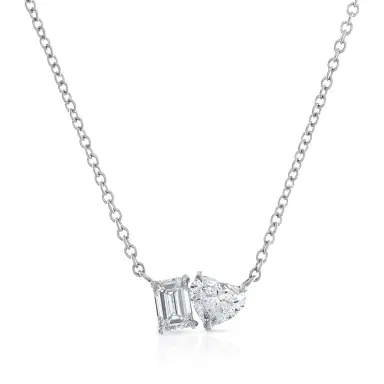 Stephanie Gottlieb Mini Emerald-Heart Two Stone Necklace | Thumbnail 1 Stephanie Gottlieb Mini Emerald-Heart Two Stone Necklace | Thumbnail 1