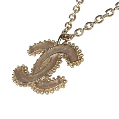 Chanel Chanel Large Resin Beaded CC Pendant Necklace Gold Tone Hardware | Thumbnail 4