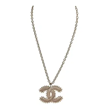 Chanel Chanel Large Resin Beaded CC Pendant Necklace Gold Tone Hardware | Thumbnail 1
