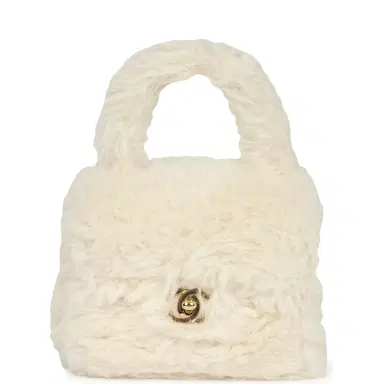 Chanel Vintage Chanel Micro Kelly Child White Rabbit Fur Gold Hardware | Thumbnail 1 Chanel Vintage Chanel Micro Kelly Child White Rabbit Fur Gold Hardware | Thumbnail 1