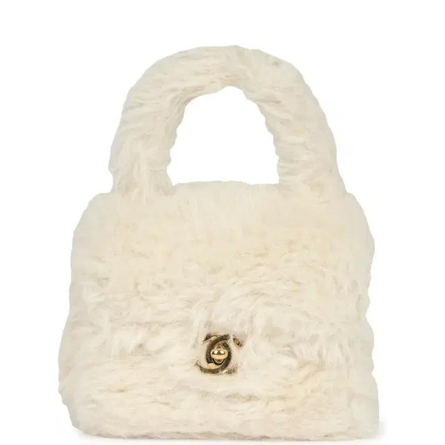 Chanel Vintage Chanel Micro Kelly Child White Rabbit Fur Gold Hardware