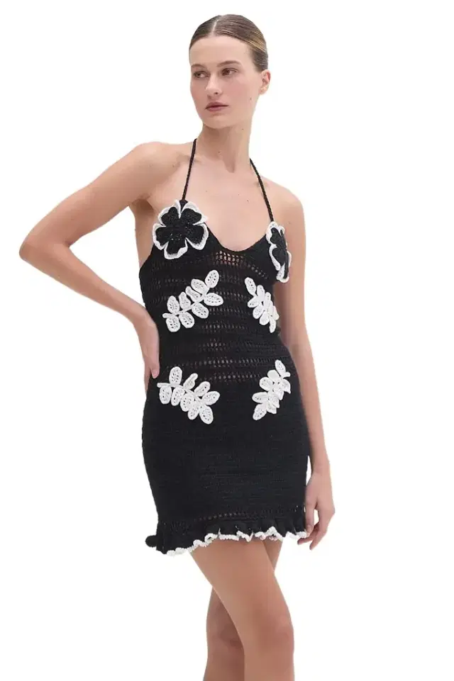 POPPY CROCHET FLOWER MINI DRESS