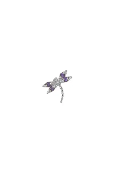 BVLA Amethyst Damselfly Ear Pin | Thumbnail 1