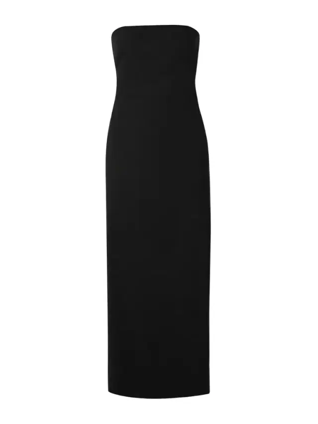 Strapless Wool-blend Crepe Midi Dress