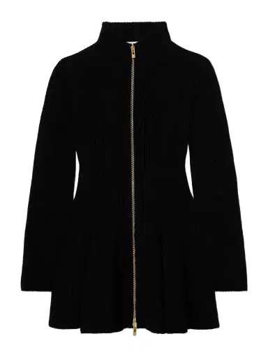 Alaïa Ribbed Wool And Cashmere-blend Peplum Cardigan | Thumbnail 1