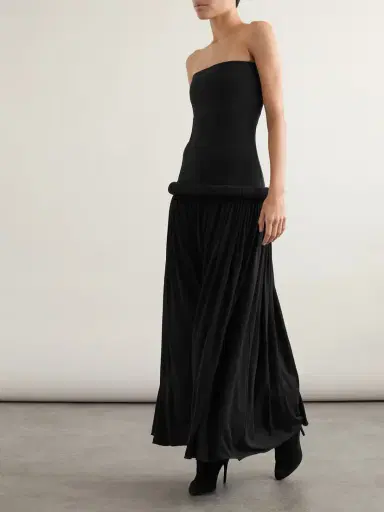 Alaïa Strapless Pleated Stretch-jersey Midi Dress | Thumbnail 2 Alaïa Strapless Pleated Stretch-jersey Midi Dress | Thumbnail 2