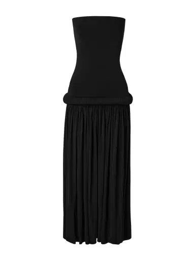 Alaïa Strapless Pleated Stretch-jersey Midi Dress | Thumbnail 1 Alaïa Strapless Pleated Stretch-jersey Midi Dress | Thumbnail 1