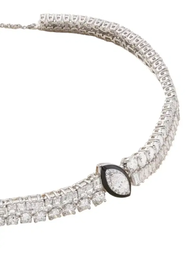 18-karat White Gold, Diamond And Enamel Necklace