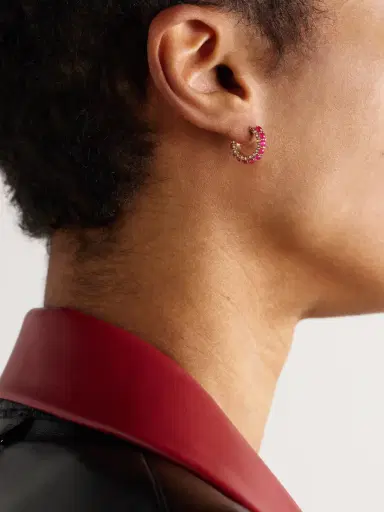 Ileana Makri Streamflow 18-karat Rose Gold, Ruby And Diamond Hoop Earrings | Thumbnail 2 Ileana Makri Streamflow 18-karat Rose Gold, Ruby And Diamond Hoop Earrings | Thumbnail 2