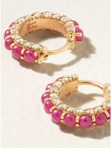Ileana Makri Streamflow 18-karat Rose Gold, Ruby And Diamond Hoop Earrings | Thumbnail 3 Ileana Makri Streamflow 18-karat Rose Gold, Ruby And Diamond Hoop Earrings | Thumbnail 3