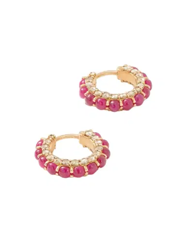 Ileana Makri Streamflow 18-karat Rose Gold, Ruby And Diamond Hoop Earrings | Thumbnail 1 Ileana Makri Streamflow 18-karat Rose Gold, Ruby And Diamond Hoop Earrings | Thumbnail 1