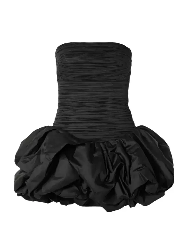 Violette Strapless Ruched Cotton Mini Dress