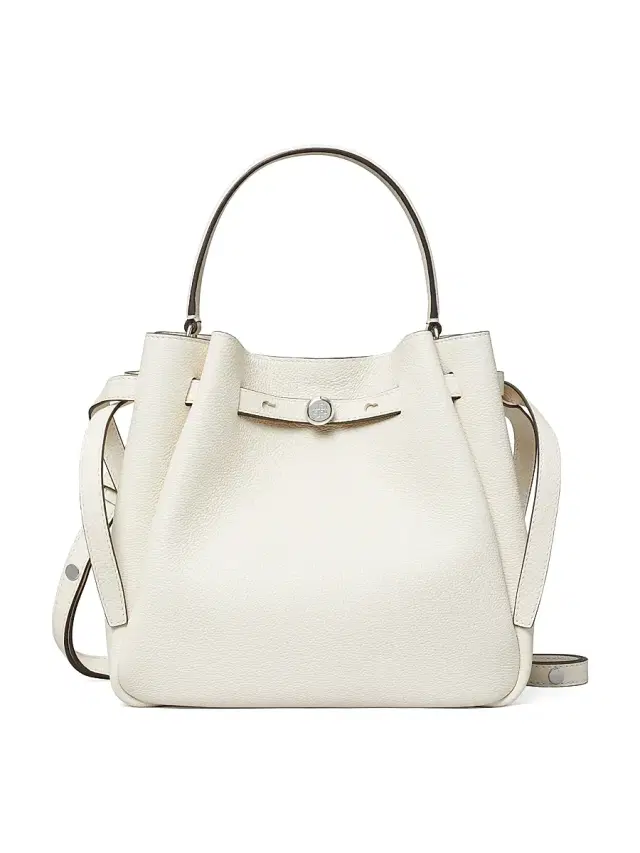 Tory Burch Women's Romy Pebbled Leather Bucket Bag - Light Cream