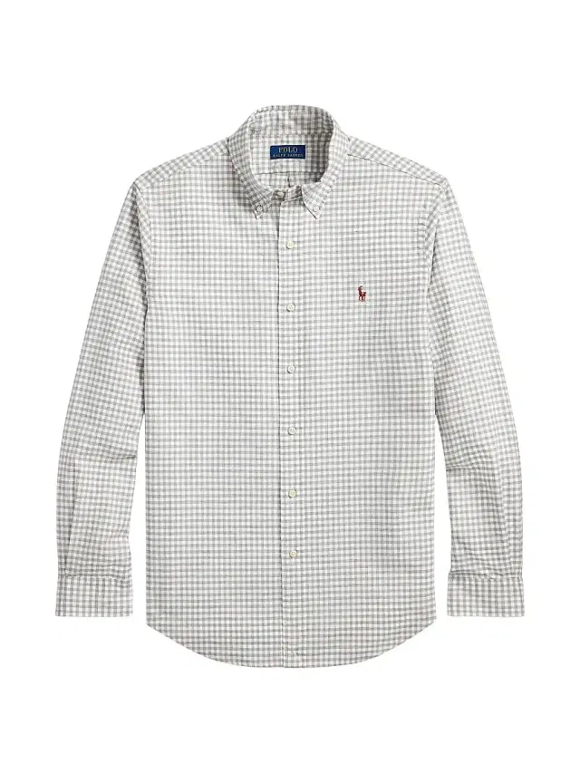 Men's Classic-Fit Gingham Oxford Shirt - Grey Heather White