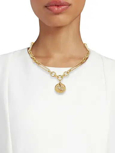 Foundrae Women's Resilience 18K Yellow Gold & 0.13 TCW Diamond Oversized Mixed Chain Necklace - Yellow Gold | Thumbnail 2 Foundrae Women's Resilience 18K Yellow Gold & 0.13 TCW Diamond Oversized Mixed Chain Necklace - Yellow Gold | Thumbnail 2