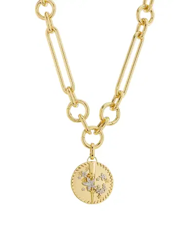 Foundrae Women's Resilience 18K Yellow Gold & 0.13 TCW Diamond Oversized Mixed Chain Necklace - Yellow Gold | Thumbnail 1 Foundrae Women's Resilience 18K Yellow Gold & 0.13 TCW Diamond Oversized Mixed Chain Necklace - Yellow Gold | Thumbnail 1