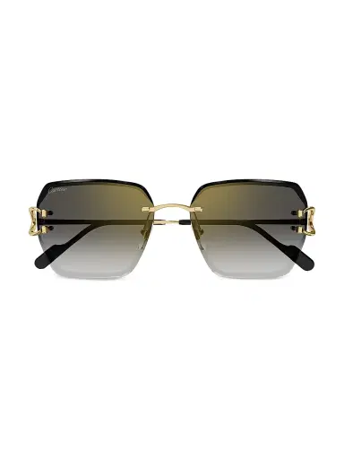 Cartier Women's C Decor 58MM 24K-Gold-Plated Metal Rimless Butterfly Sunglasses - Gold Grey Gradient | Thumbnail 2