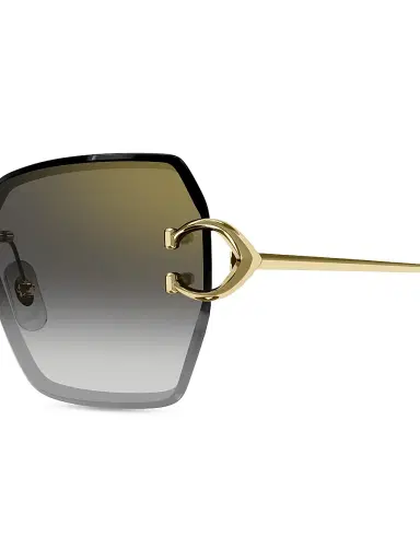 Cartier Women's C Decor 58MM 24K-Gold-Plated Metal Rimless Butterfly Sunglasses - Gold Grey Gradient | Thumbnail 3