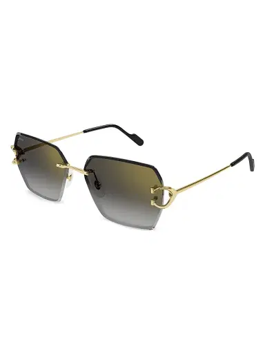 Cartier Women's C Decor 58MM 24K-Gold-Plated Metal Rimless Butterfly Sunglasses - Gold Grey Gradient | Thumbnail 1