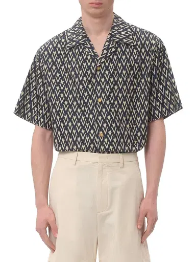 Valentino Garavani Men's Cotton Popeline Bowling Shirt with Toute La V Print | Thumbnail 2
