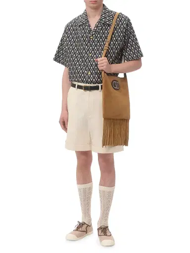 Valentino Garavani Men's Cotton Popeline Bowling Shirt with Toute La V Print | Thumbnail 7