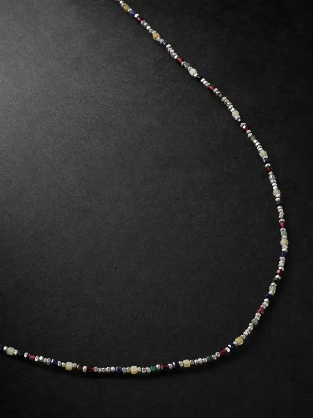 M. COHEN Percep Convertible Sterling Silver Multi-Stone Beaded Necklace - Men