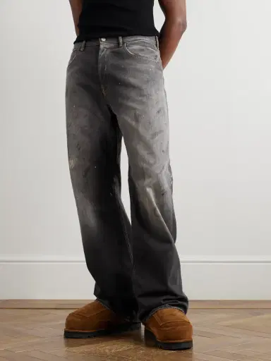Acne Studios Straight-Leg Distressed Paint-Splattered Jeans - Men | Thumbnail 3